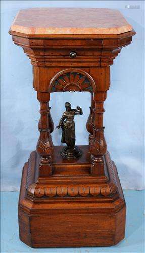 High end walnut Victorian pedestal with lady