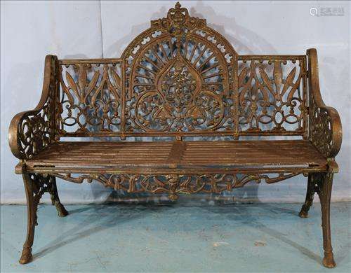 Black cast iron garden bench, 42 in. T, 51 in. L, 19