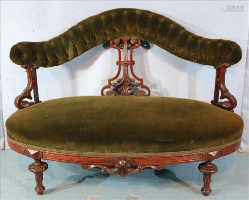 Unusual small walnut Victorian hall seat