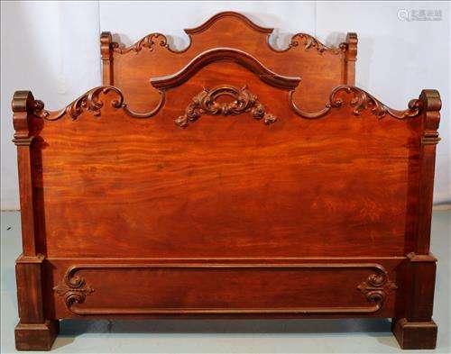 Walnut Victorian bed with high footboard