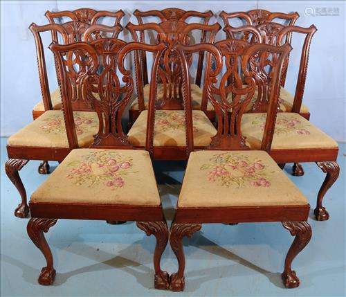Set of 8 Chippendale dining  room chairs