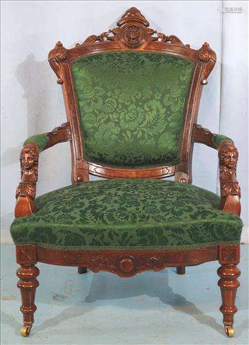 Walnut Victorian gentleman parlor chair