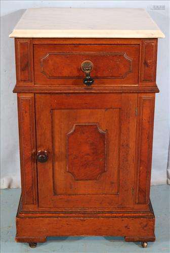 Walnut Victorian marble top half commode