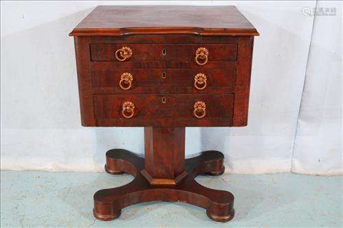 Mahogany Empire night stand with 3 drawers
