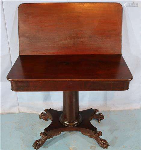 Mahogany Empire game table with claw feet