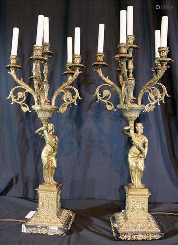 Pair of Louis XVI style figural candelabras