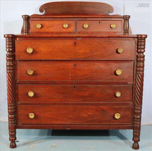 Period mahogany 6 drawer  chest with column front