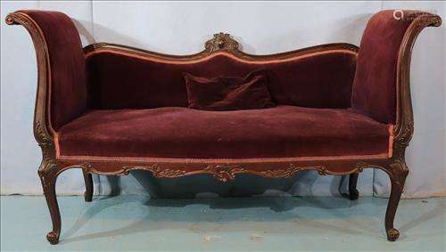 Mahogany Louis XV style carved settee