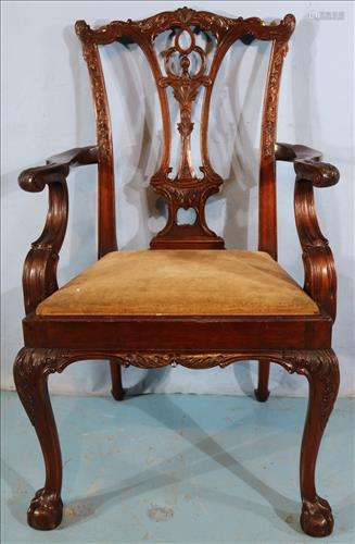 Mahogany Chippendale arm dining chair