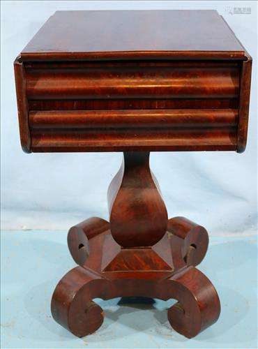 Period Empire work stand with drop leaf, 2 drawers