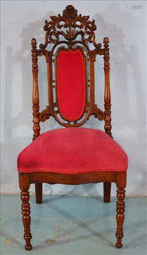 Walnut Victorian desk chair with carved crown