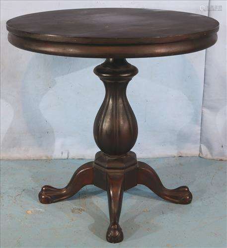 Mahogany Empire round center table with claw feet