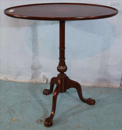 Mahogany tilt top table with  inlay shell in top