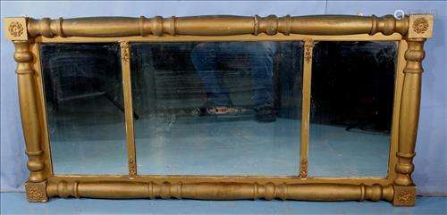 Gold 3 section Empire mirror with original glass
