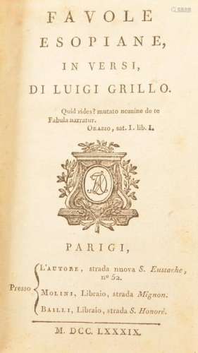 1789 Aesop Fables in Italian