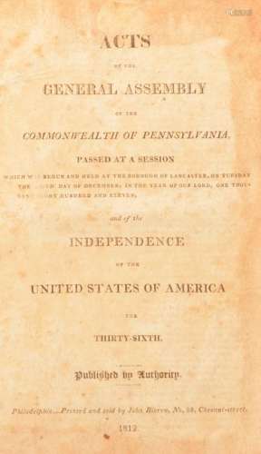 1812 Acts of the General Assembly of PA