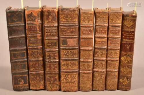 Eight 18th c French Books Odd Volumes