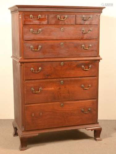Pennsylvania Chippendale Walnut Tall Chest.