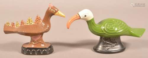2 Seagreaves Glazed & Molded Ceramic Bird Figurines.