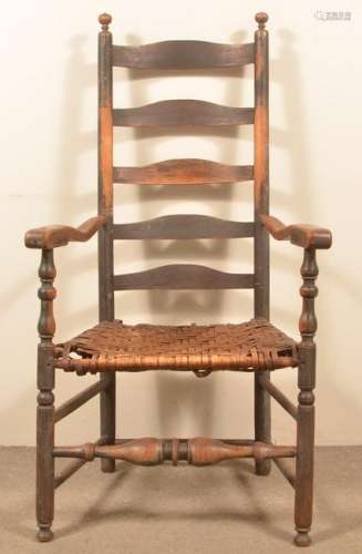 Delaware Valley 18th Century Ladder Back Armchair.