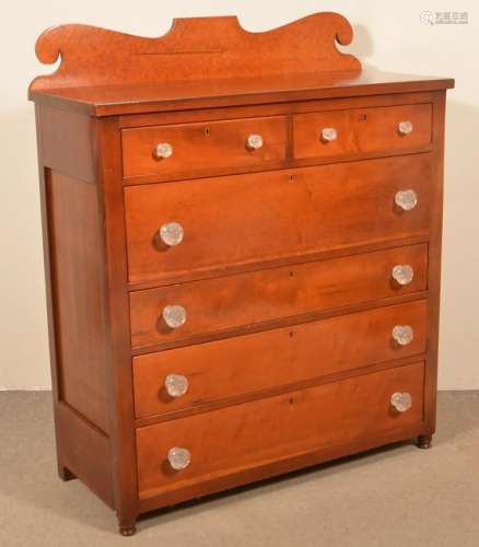 Sheraton Cherry and Birds Eye Maple Chest of Drawers.