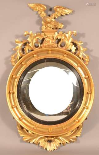 Antique Gilt Frame Mirror wit Eagle Crest.