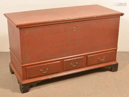 PA Chippendale Paint Decorated Softwood Dower Chest.