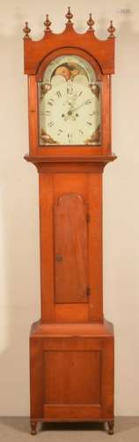 Pennsylvania Sheraton Cherry Tall Case Clock.