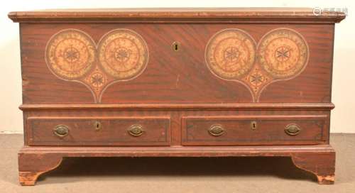 Late 18th Century Lehigh Co. PA Paint Dec. Dower Chest.