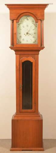 American Chippendale Flat Top Tall Case Clock.