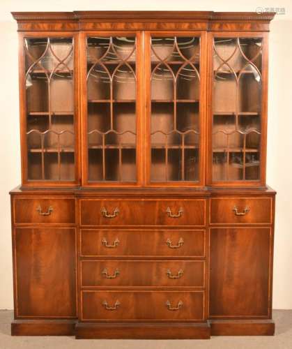 English Federal Style Breakfront China Cabinet.