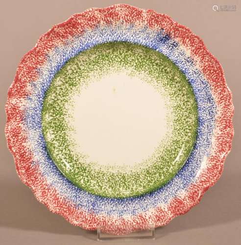 Staffordshire China Three Color Spatter Plate.