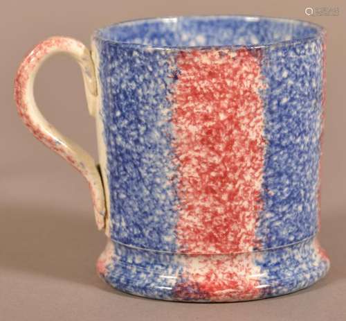 Red and Blue Rainbow Spatter China Child's Mug.