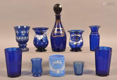 Lot of 18th and 19th Century Cobalt and Blue Glassware.