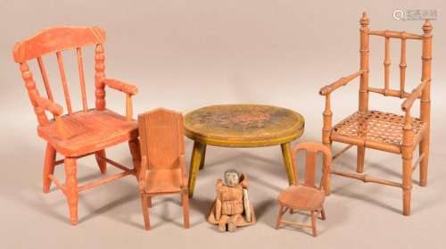Lot of Miniature Chairs and Stool.