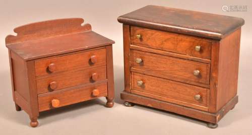 Two Antique Miniature Chests of Drawers.