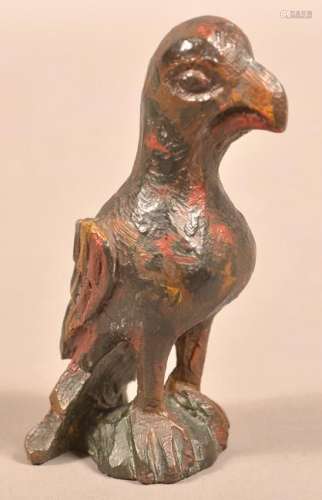 19th Cent. Carved and Painted Wood Figure of an Eaglet.