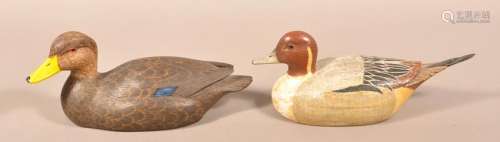 Two Carved Wood Duck Decoys.