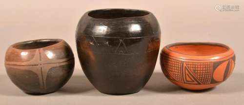 Two Native American Decorated Pottery Vessels.