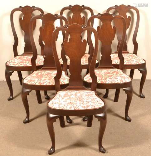 Set of Six Queen Anne Style Mahogany Side Chairs.