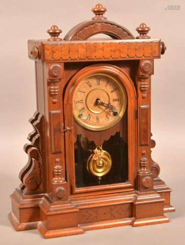 Ingraham Warwick Model Victorian Walnut Shelf Clock.
