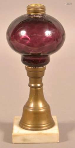 19th Century Amethyst Glass Font Fluid Lamp.