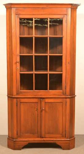 Antique PA Softwood Two Part Corner Cupboard.