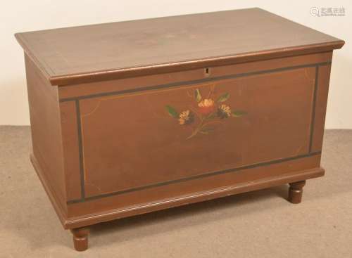 Lancaster, PA Floral Decorated Softwood Blanket Chest.