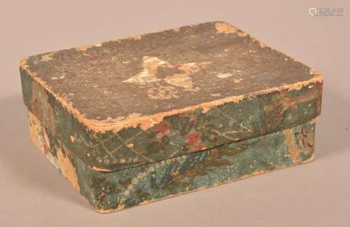 Early 19th Century Wallpaper Covered Box.