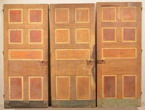 Set of Three Antique Paint Decorated Interior Doors.