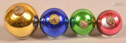 Four Antique German Glass Ball Form Kugels.