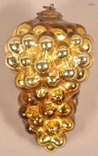 Antique German Gold Glass Cluster of Grapes Kugel.