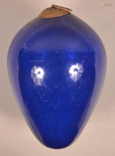 Antique German Cobalt Glass Egg Form Kugel.