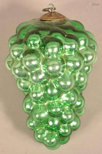 Antique German Green Glass Cluster of Grapes Kugel.